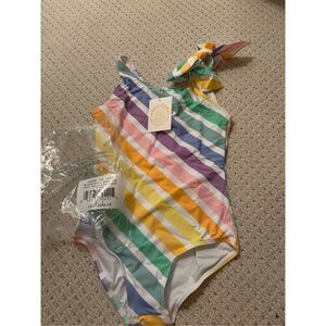 NWT IN BAG!! TBBC Brookhaven Bow Bathing Suit Rainbow Roller Skate Stripe